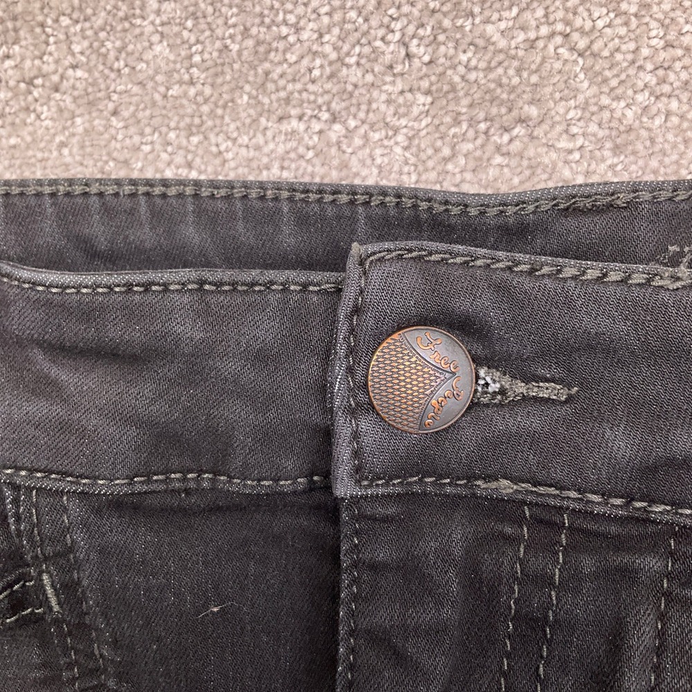 Free People Jeans Women 32W 31.5L Black Flare Chevron Stitch 70s Penny Lane VTG - Picture 4 of 12